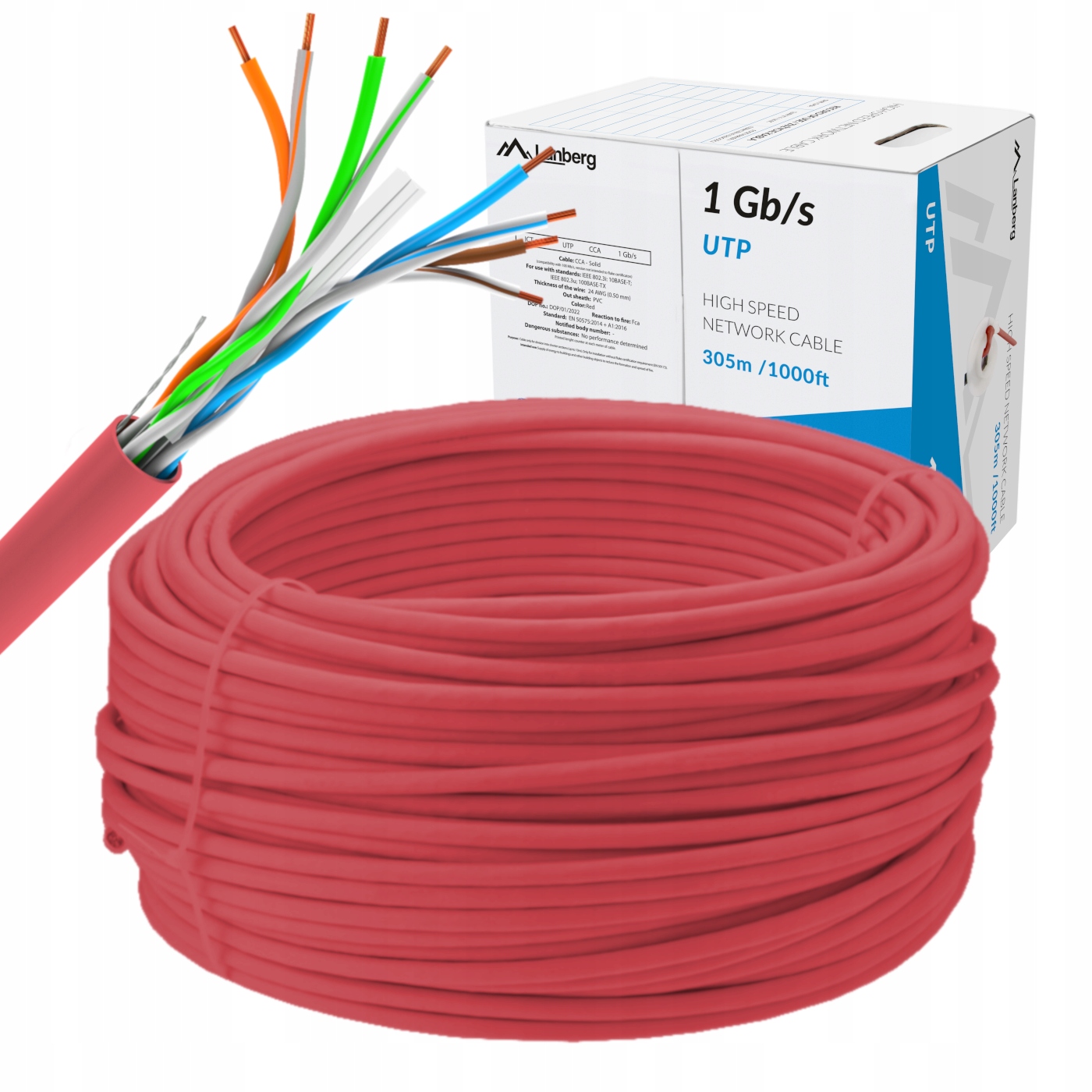 Kabel Sieciowy Kat Cat Lcu 6 Przewód Skrętka Cca Utp Lan RJ45 100M Lanberg