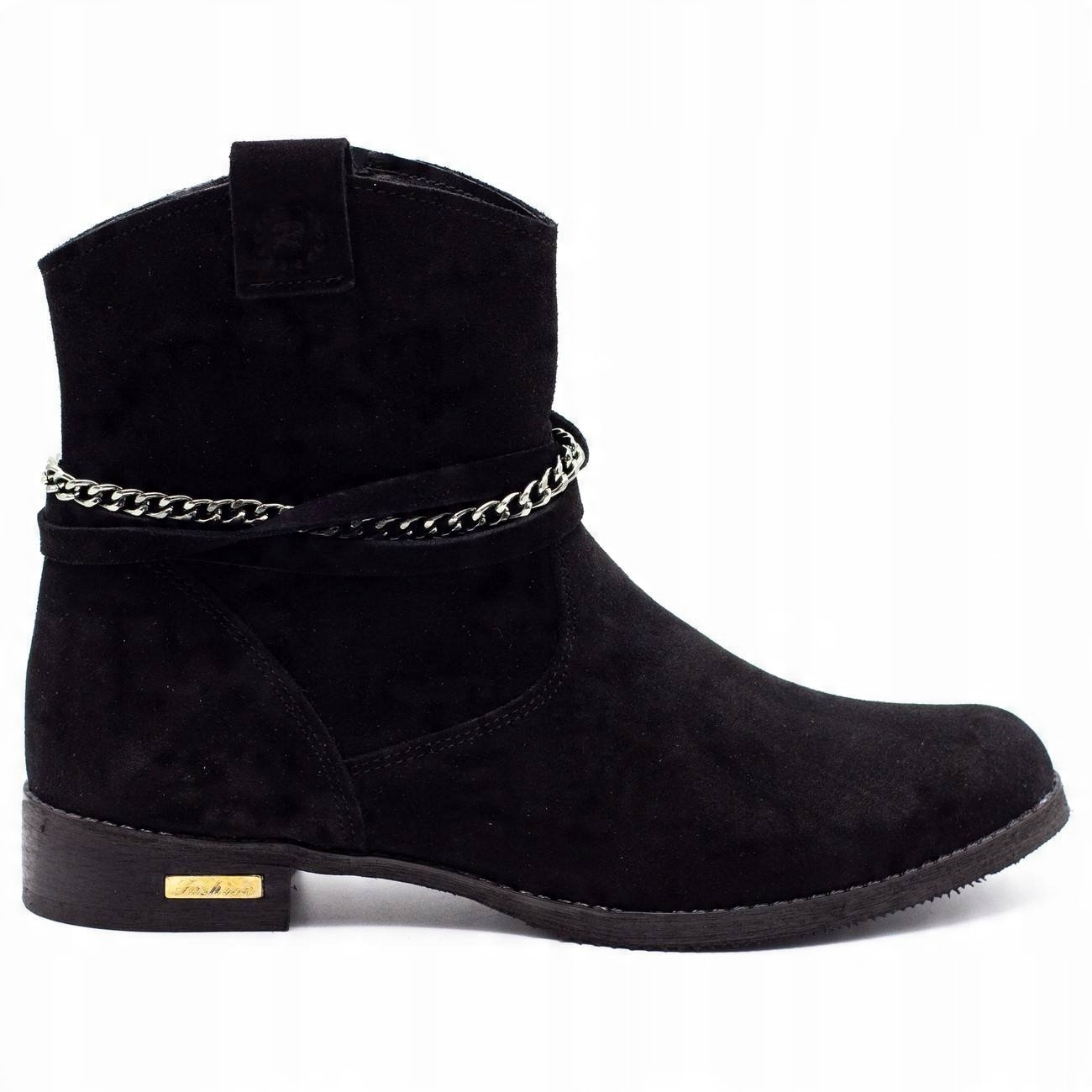 

Czarne Skóra naturalna Buty Botki Olivier r.41