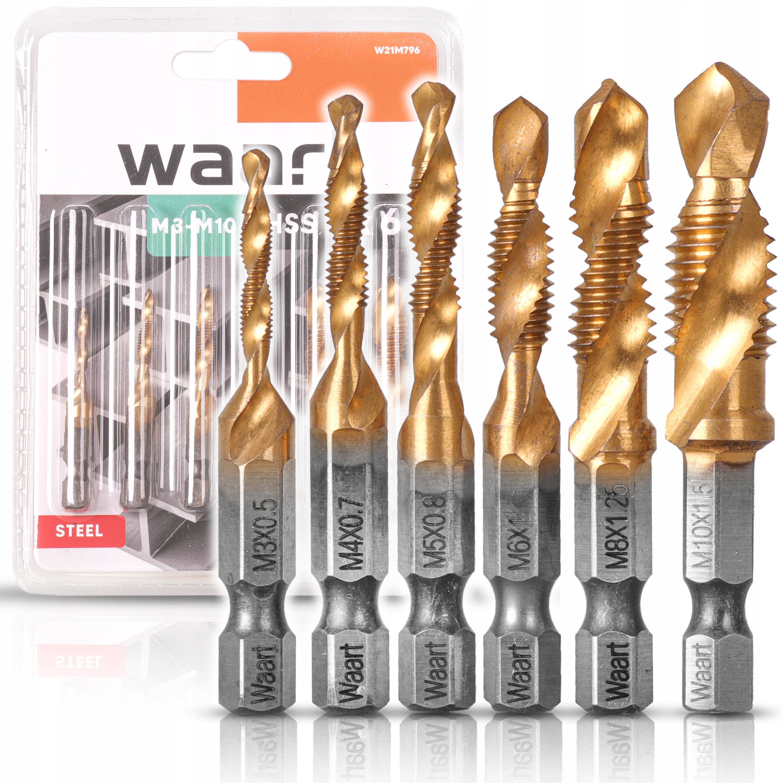 

Wiertła Gwintujące M3-M10 zestaw 6 szt Gwintowniki