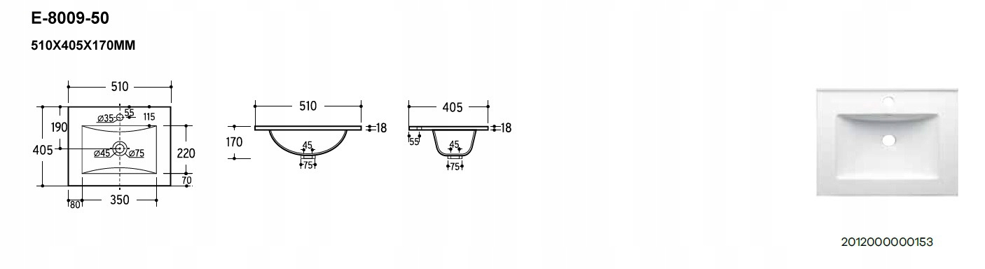 Jednokomorové nábytkové umyvadlo 50 cm