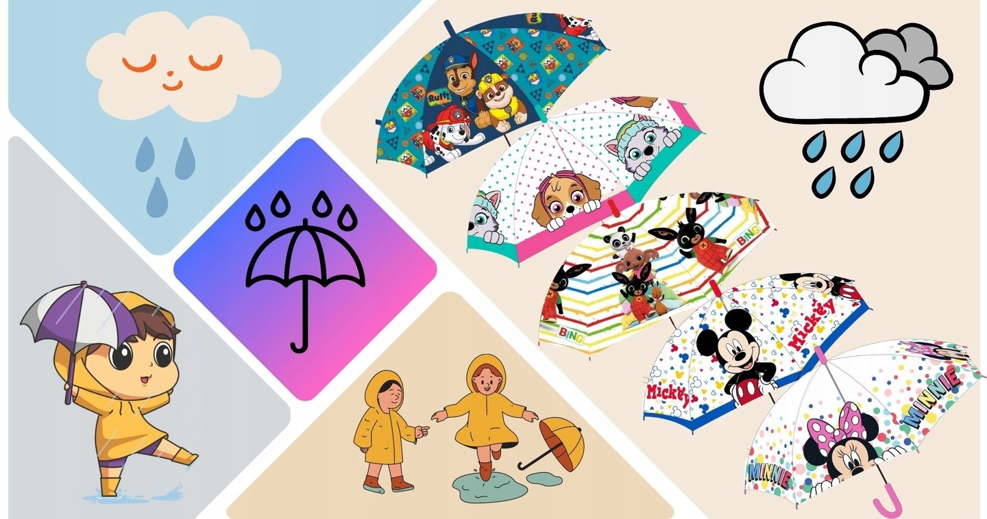 PARASOL DLA DZIECKA 60 cm PARASOLKA DZIECIĘCA BLUEY BINGO Odcień błękitny