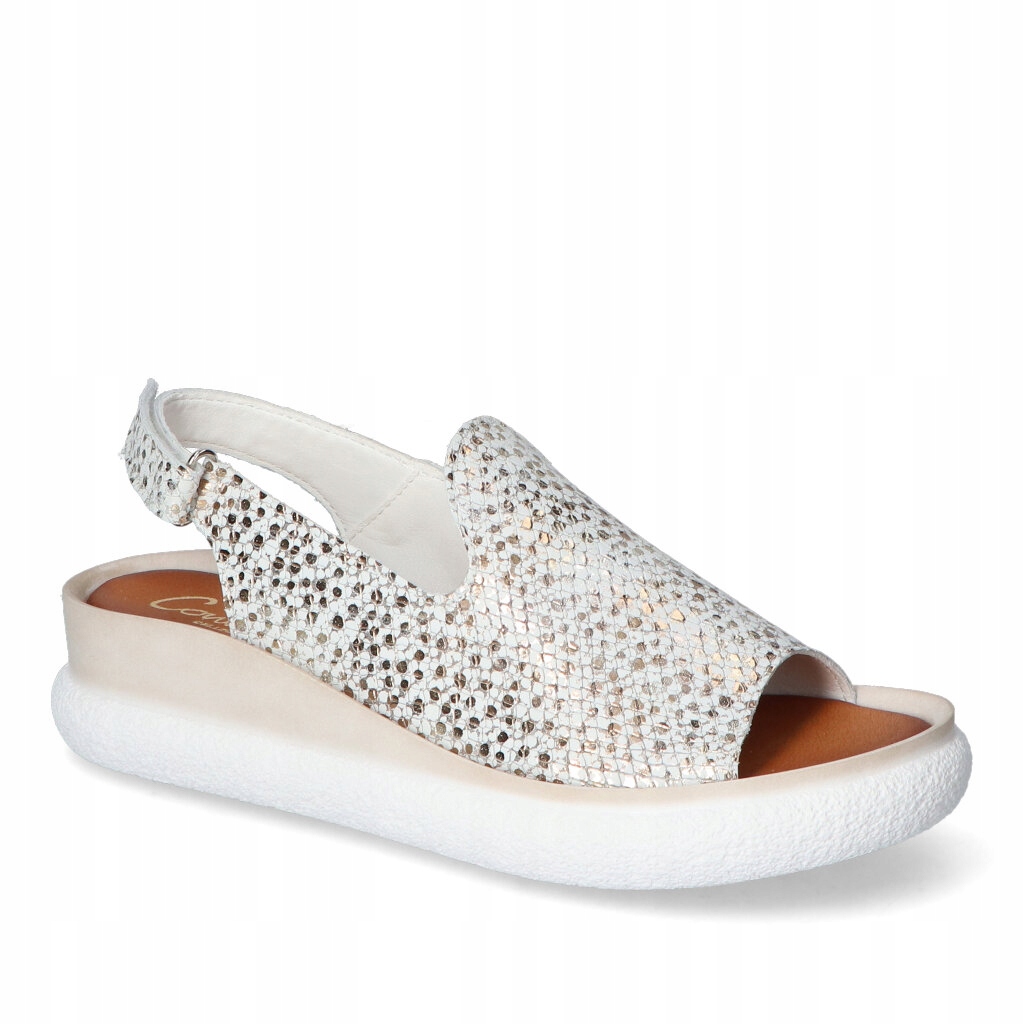 Dámské sandály Contes 644 Zlaté/Bílé Nubukové s vzory 38