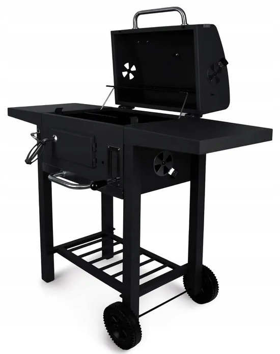 PROFESJONALNY GRILL OGRODOWY WĘGLOWY + PÓŁKI + POPIELNIK + POKRYWA + RUSZT Szerokość grilla 108 cm