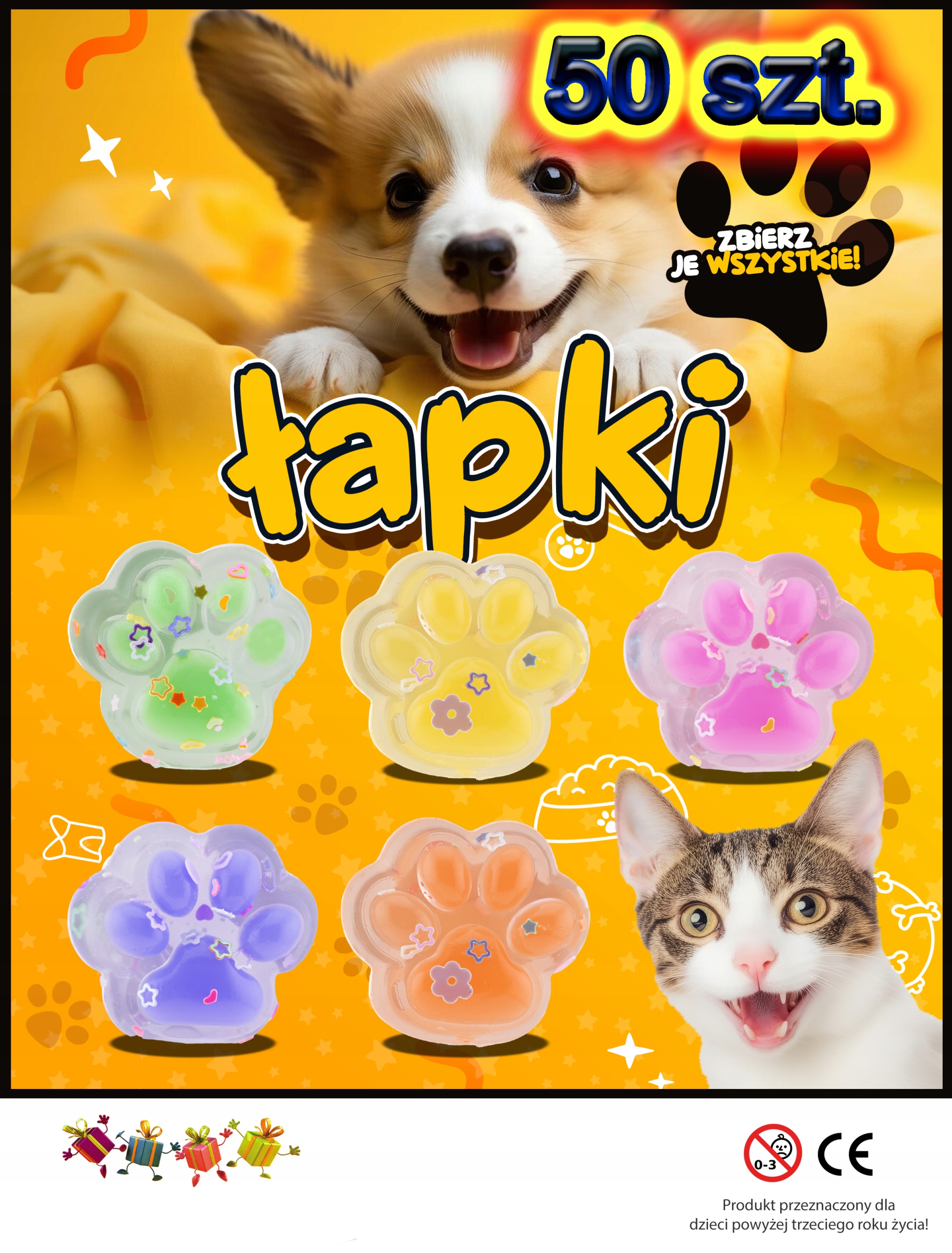 Zasyp do automatu w kapsule Łapki 45-55mm 50 szt. piłka kulka los