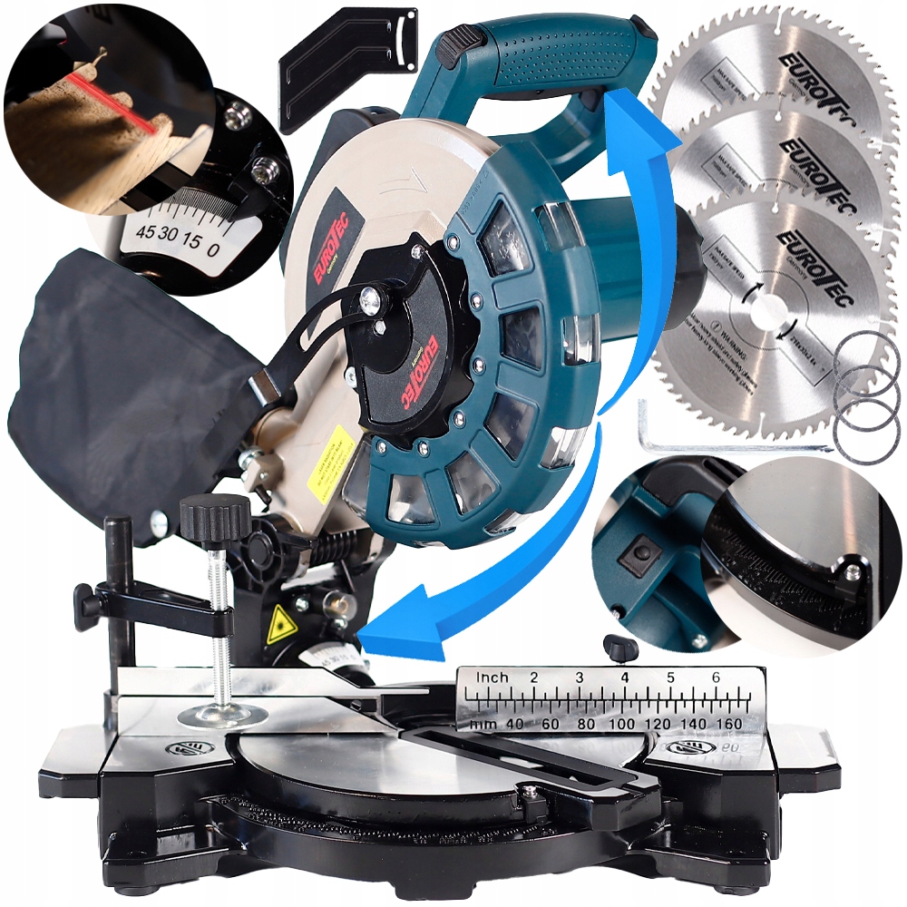 Pokosová Pila Pila 210 MM Úhlová Laserová Řezačka Pilníků Sada