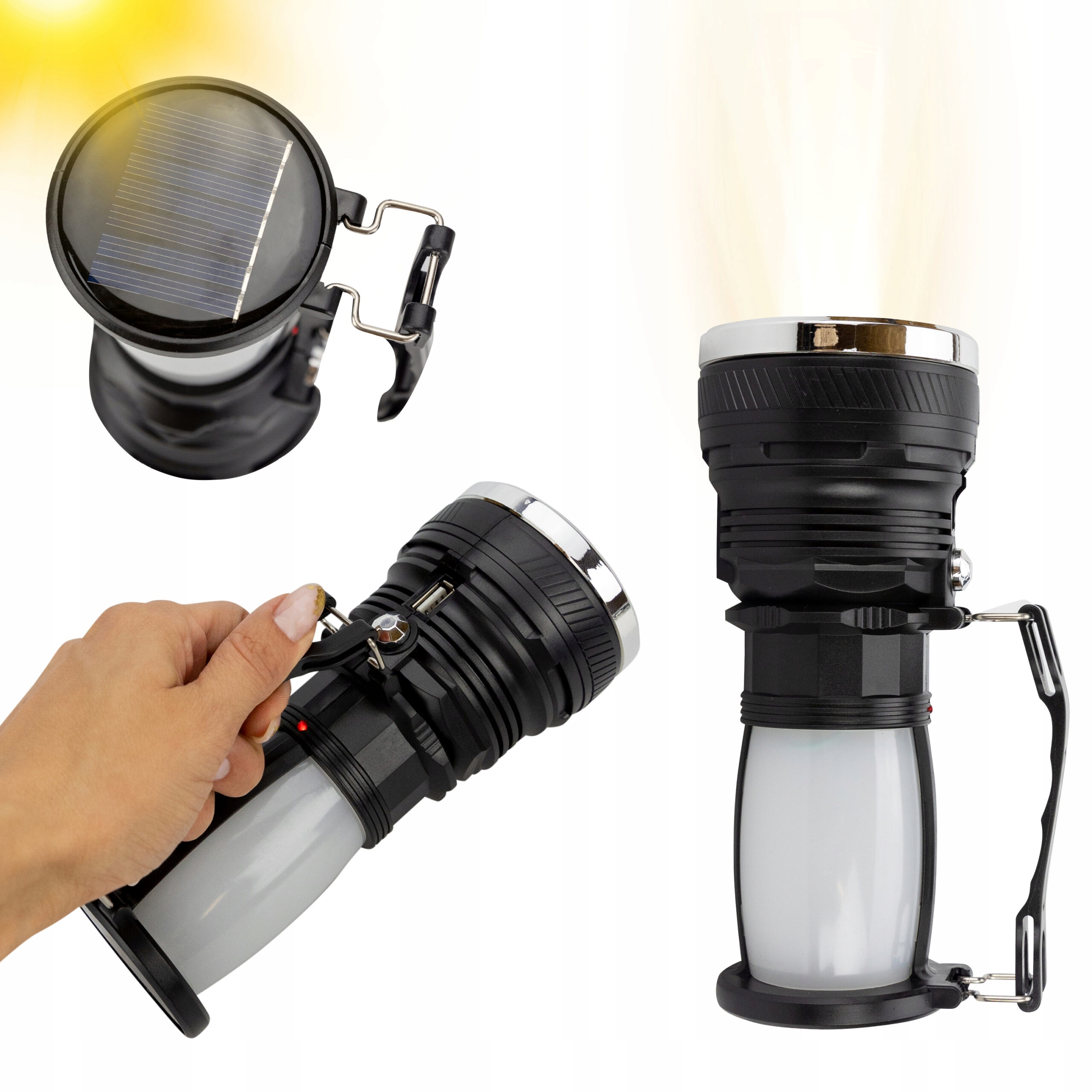 

Latarka solarna Led 2w1 mocna Powerbank