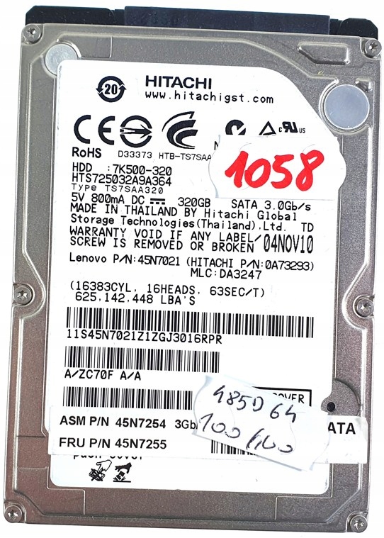 Dysk twardy HDD 2,5 HITACHI 320GB