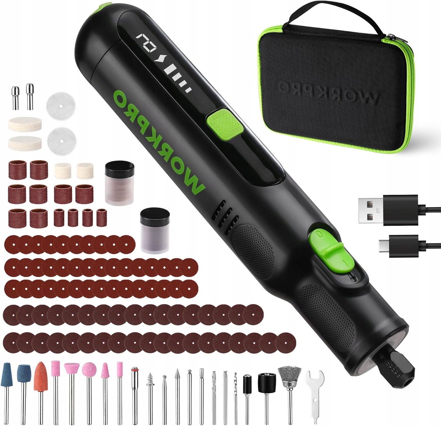 Sada Mini Elektrických Brusek 7,2 V 227 G Led Blokování Vřetena