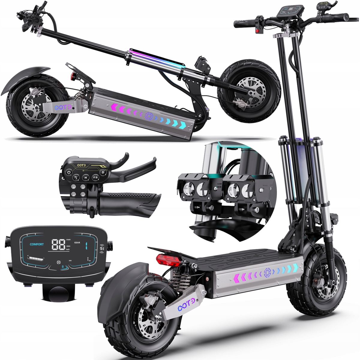 Pojazd Elektryczny Ootd T90 Terénní 4200W 85KM/H 100KM 60V 31,2AH Skládací