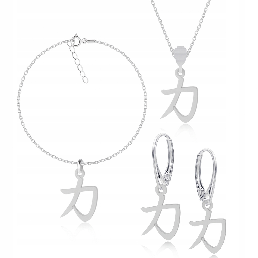 Kanji japonský znak síly síla stříbrný komplet ankr stříbro 925
