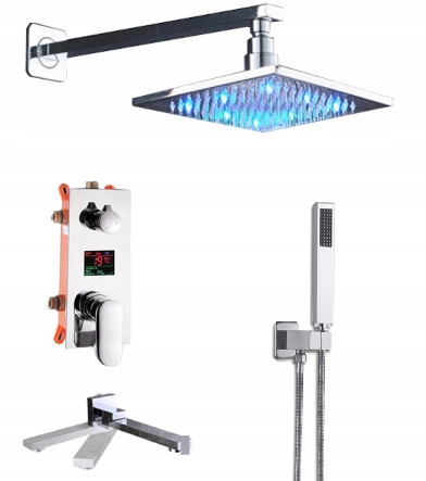 Podomietkový Displej Dažďovej Sprchy Led 30 CM, Chróm