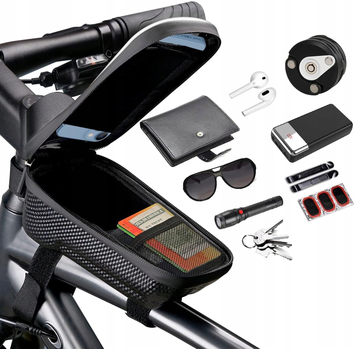 TORBA ROWEROWA WODOODPORNA SAKWA NA RAMĘ UCHWYT ROWEROWY NA TELEFON Model SAKWA ROWEROWA NA TELEFON ETUI TYTAN