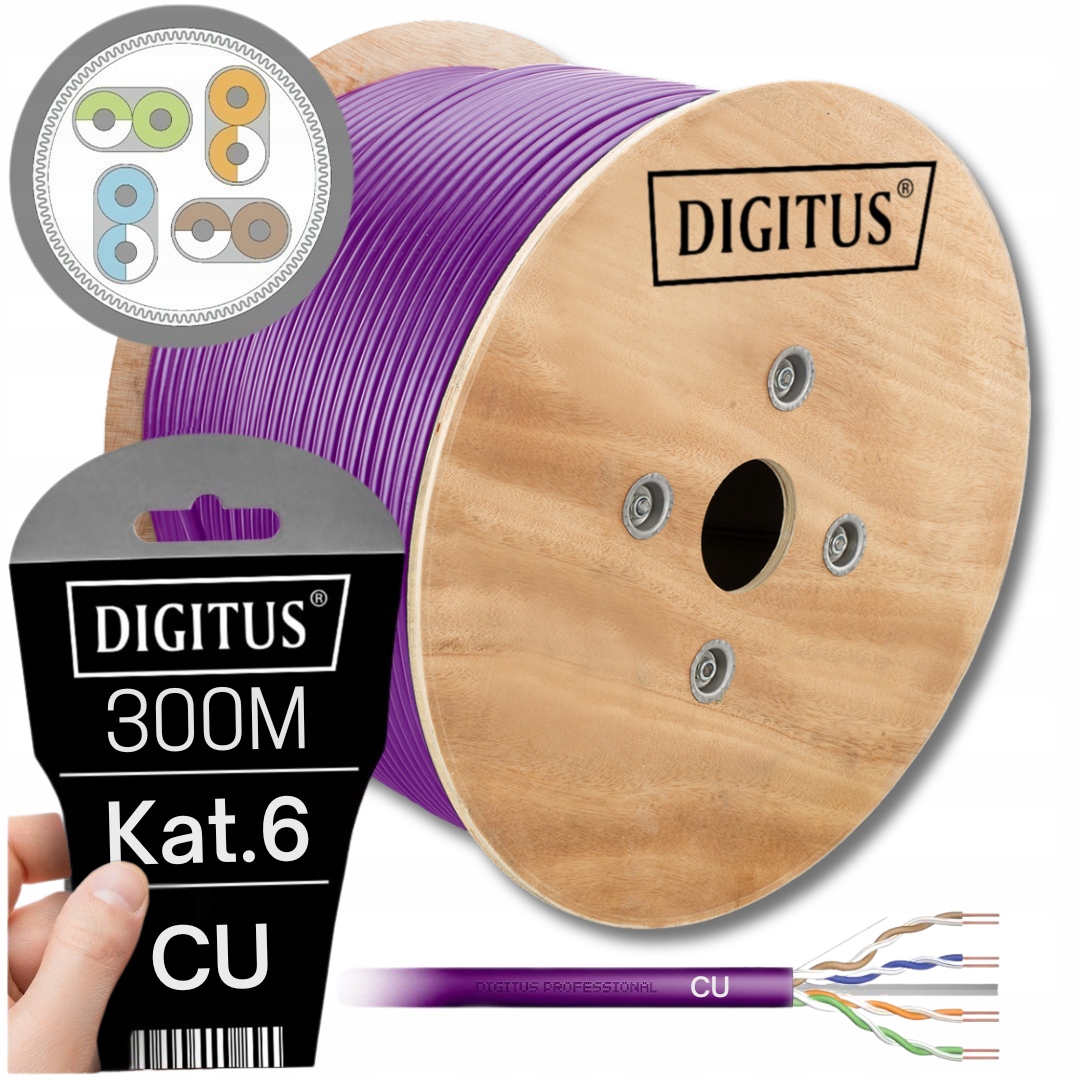 Síťový Kabel Kroucený Kabel Lan RJ45 U/utp KAT.6 LS0H B2CA 300M Digitus