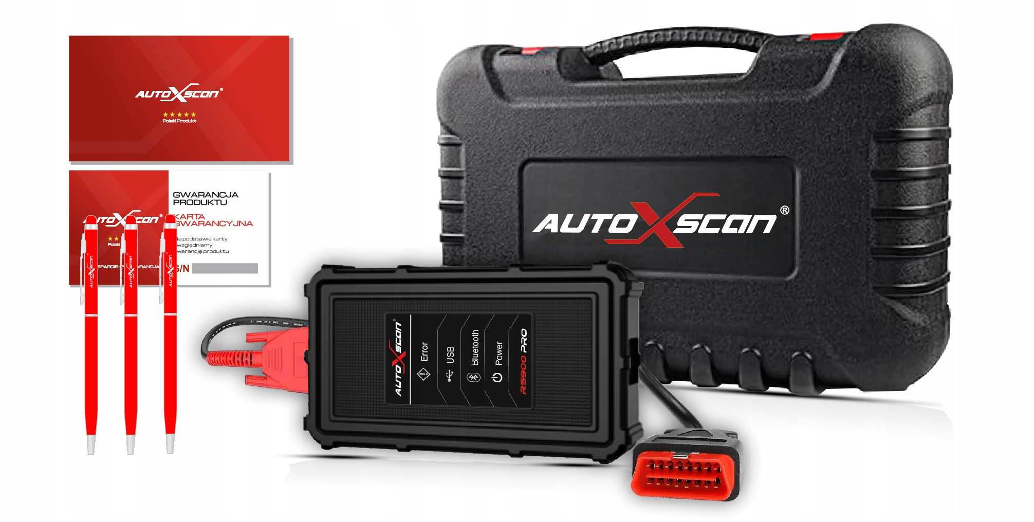 SKANER GŁOWICA DIAGNOSTYCZNA DIAGNOSKOP BEZPRZEWODOWY + ADAPTERY Marka AutoXscan