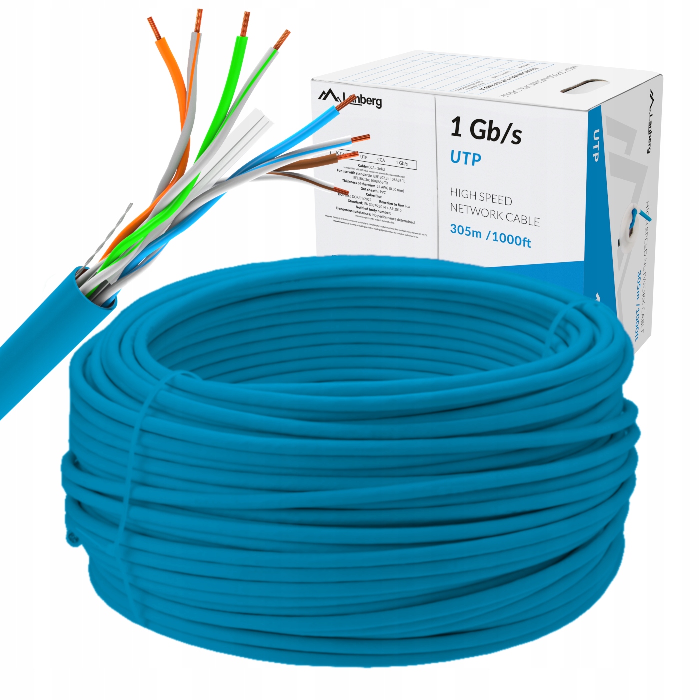 Kabel Sieciowy Kat Cat Lcu 6 Przewód Skrętka Cca Utp Lan RJ45 305M Lanberg