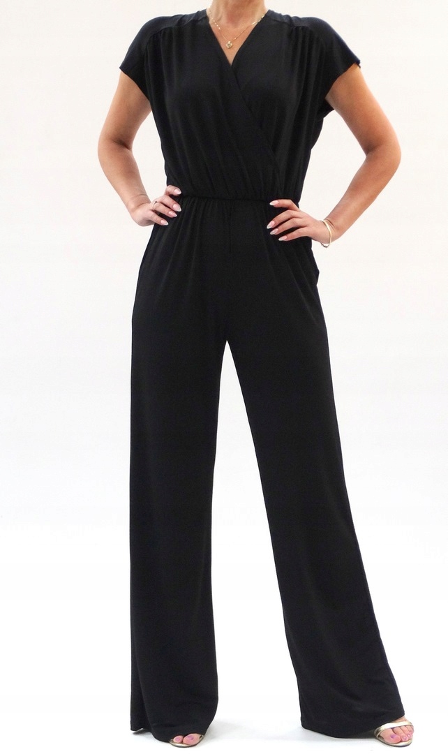 Kombinezon kopertowy ,szerokie nogawki r.42 (34-52 Dekolt kopertowy