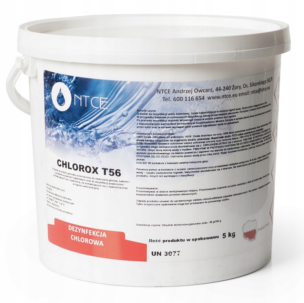 Chlor Szok do Szybkiej Dezynfekcji Wody Basen Jacuzzi Chlorox T56 Ntce 5kg