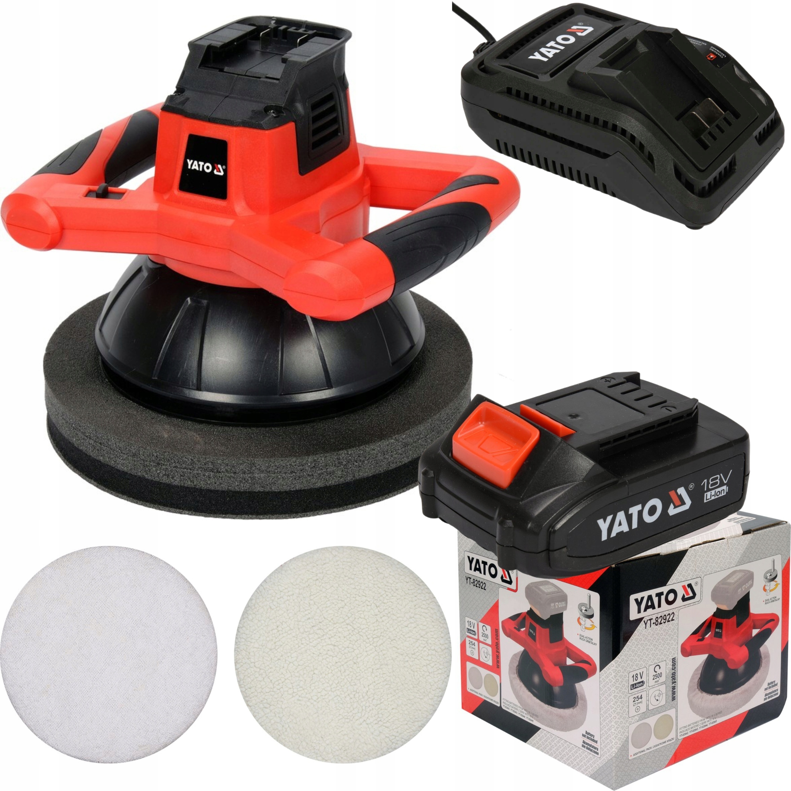 YATO POLERKA SAMOCHODOWA AKU. 18V +2 NAKŁADKI +2Ah