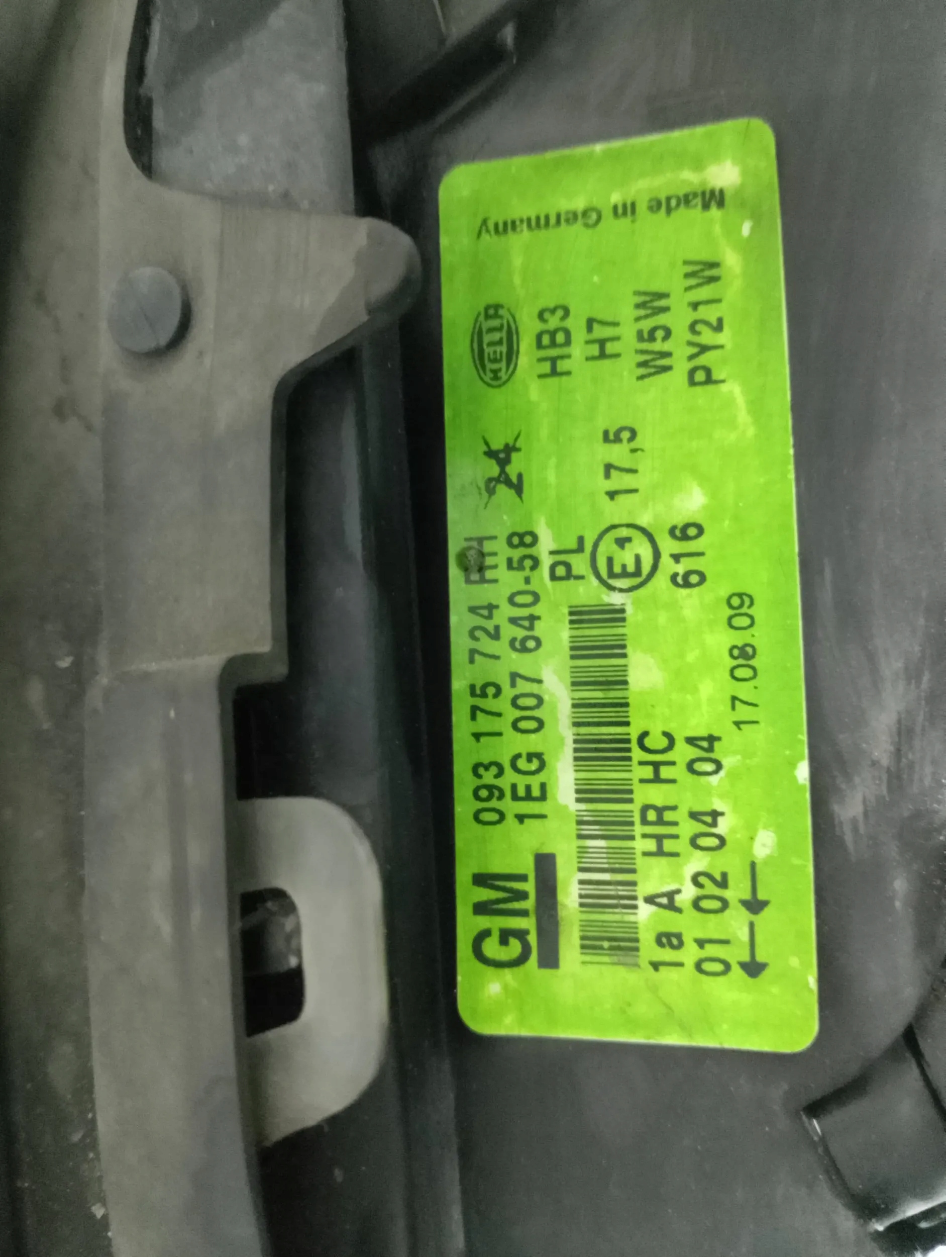 OPEL ASTRA II CABRIO light right front 093175724HH
