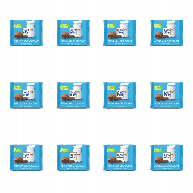 Ritter Sport czekolada mleczna alpejska 100g X12