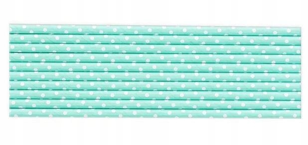 SŁOMKI RURKI PAPIEROWE turkusowe w białe kropki 10szt Kod producenta 027071