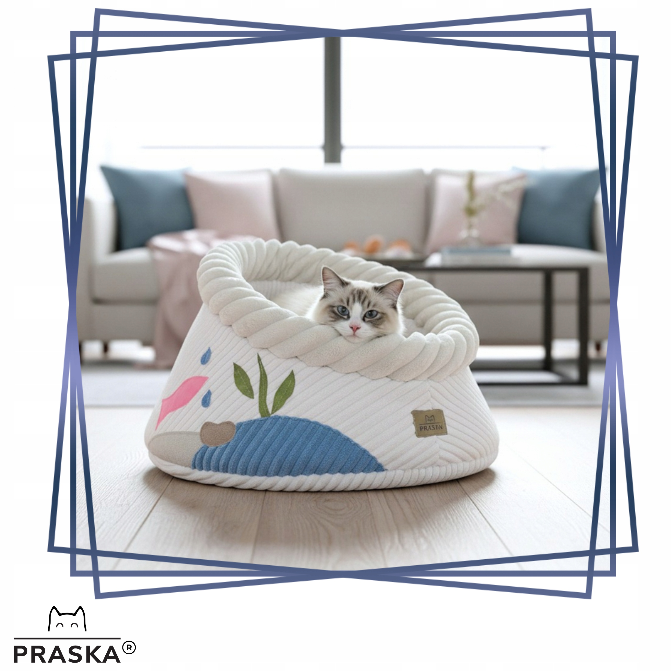 Levně Pelíšek pro kočky plyšová budka 45 cm Hide'in Goody Aqua pl výroba