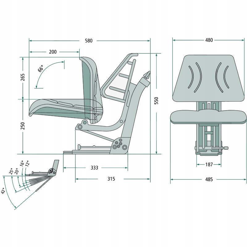 fotel do Terex Yanmar Zeppelin JCB Volvo Numer katalogowy części HY1587.120