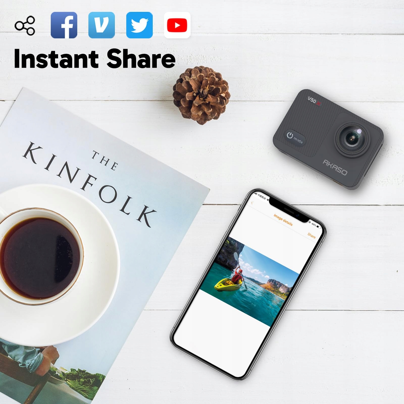 AKASO Kamera Sportowa 4K 30FPS WiFi 40M EIS Wodoodporna Zestaw — miniatura 9