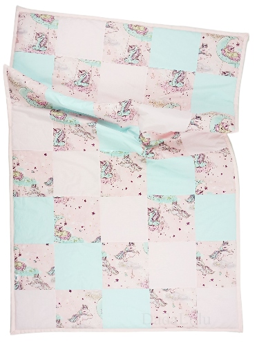 Přehoz na postel patchwork jednorožci zlatá kolekce 100/160 cm 100% bavlna