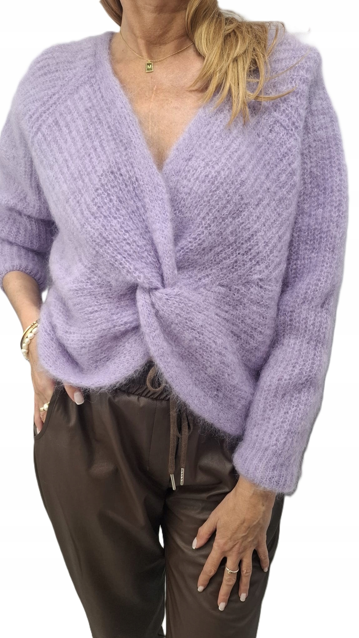 Cococmore Yarn Svetr Premium Kid Moher Oboustranný Fialový Levandulový