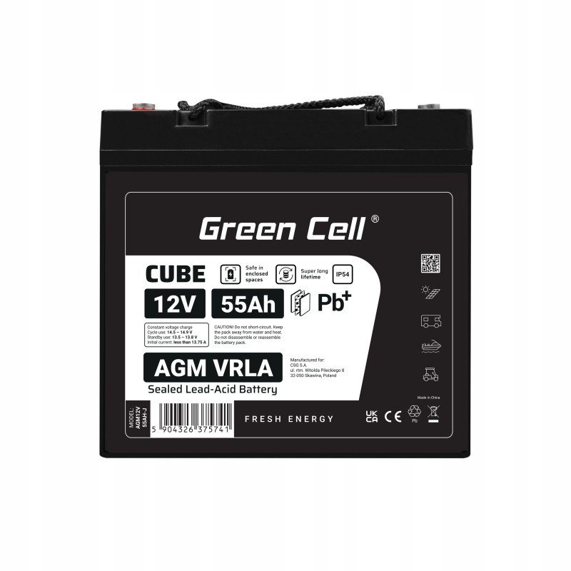 Green Cell Akumulátor Agm Vrla 12V 55Ah IP54