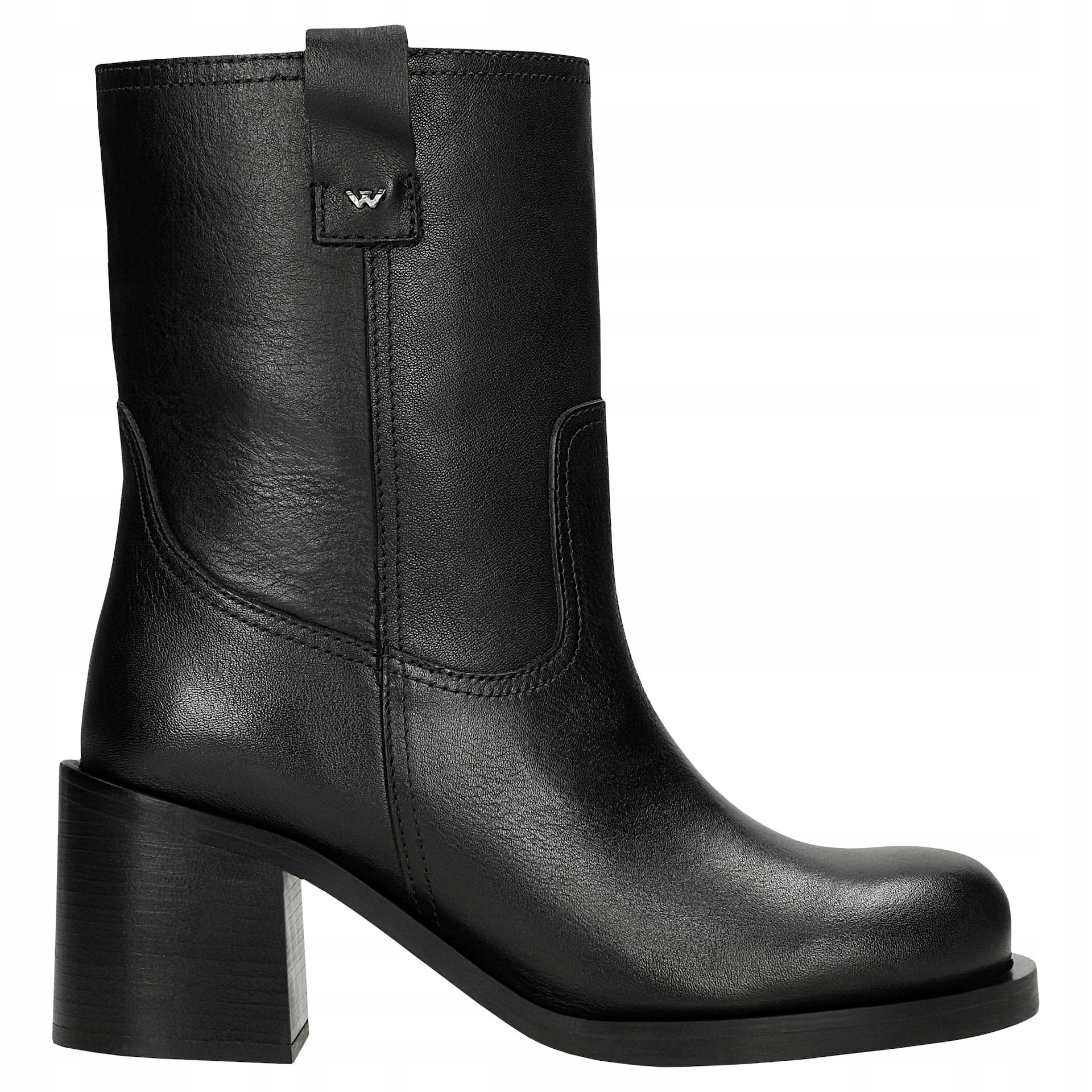 Černé kotníkové kotníkové boty na vysokém podpatku, vel. 38