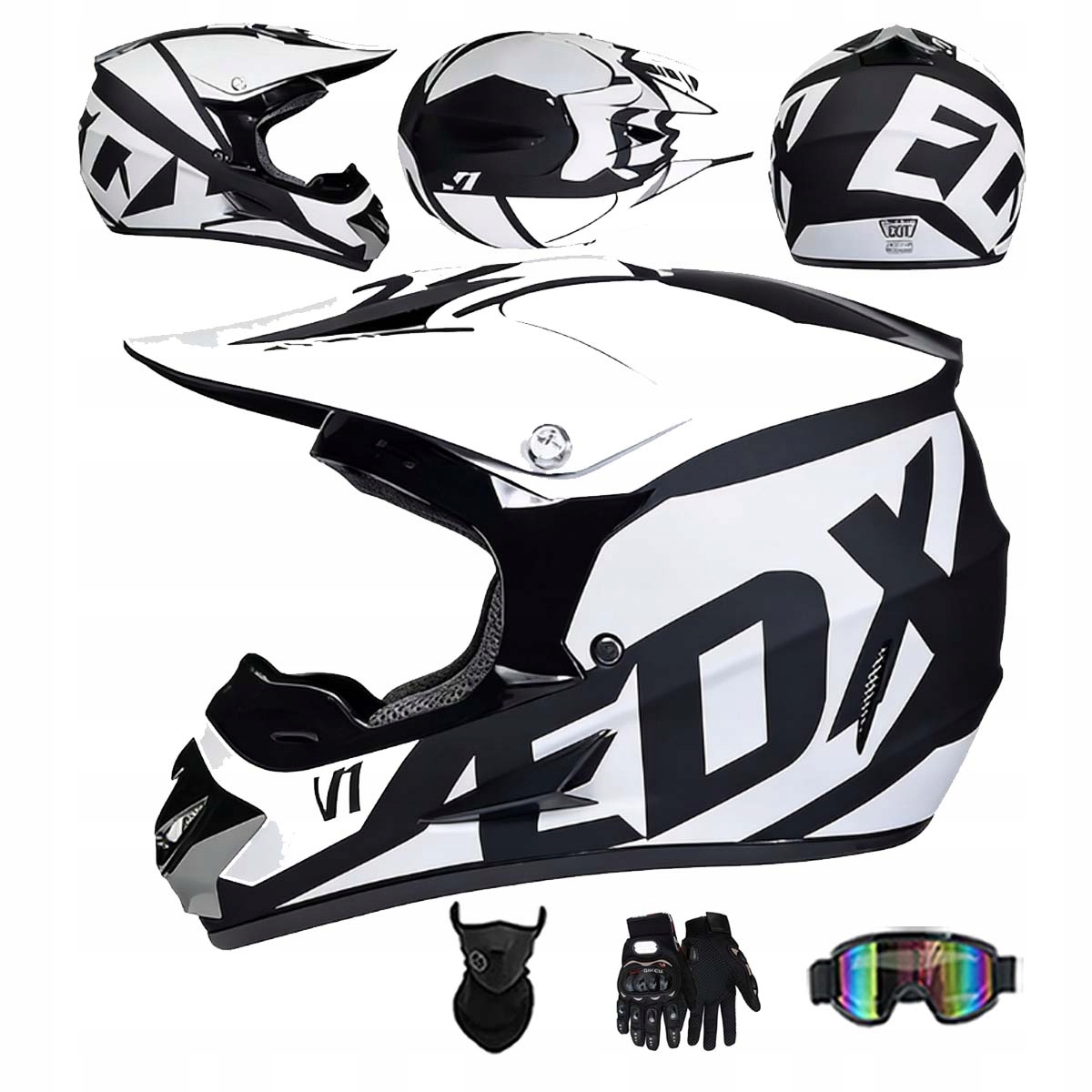 Motocyklová Přilba Lehká Enduro Quada Brýle Rukavice Maska M