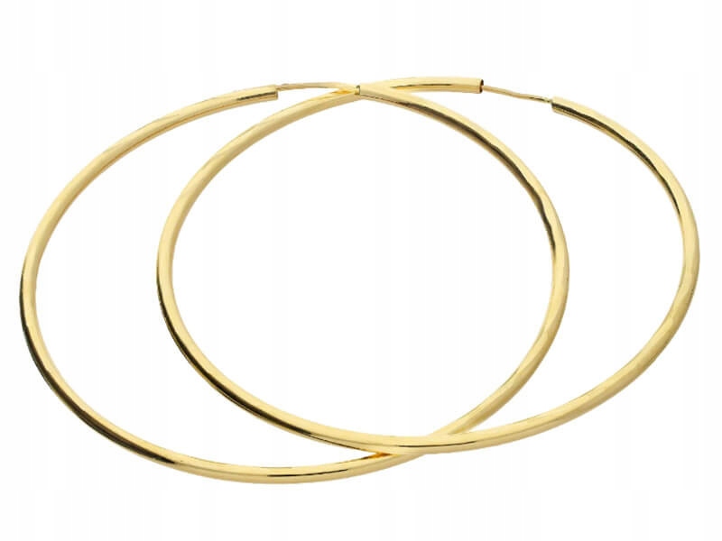Elegantní zlaté náušnice 585 velké klasické kruhy 50 mm, šarží jako dárek