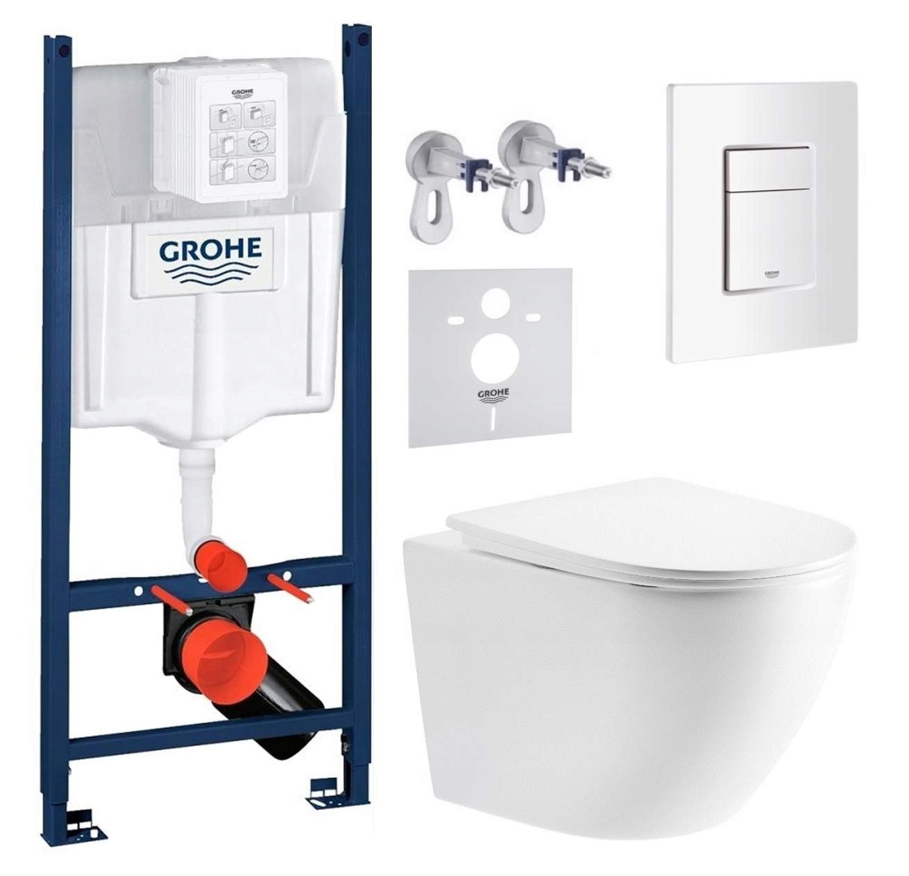 Sada Wc roštu Grohe s Wc misou Imprese Lesna a tlačidlom biela Fresh