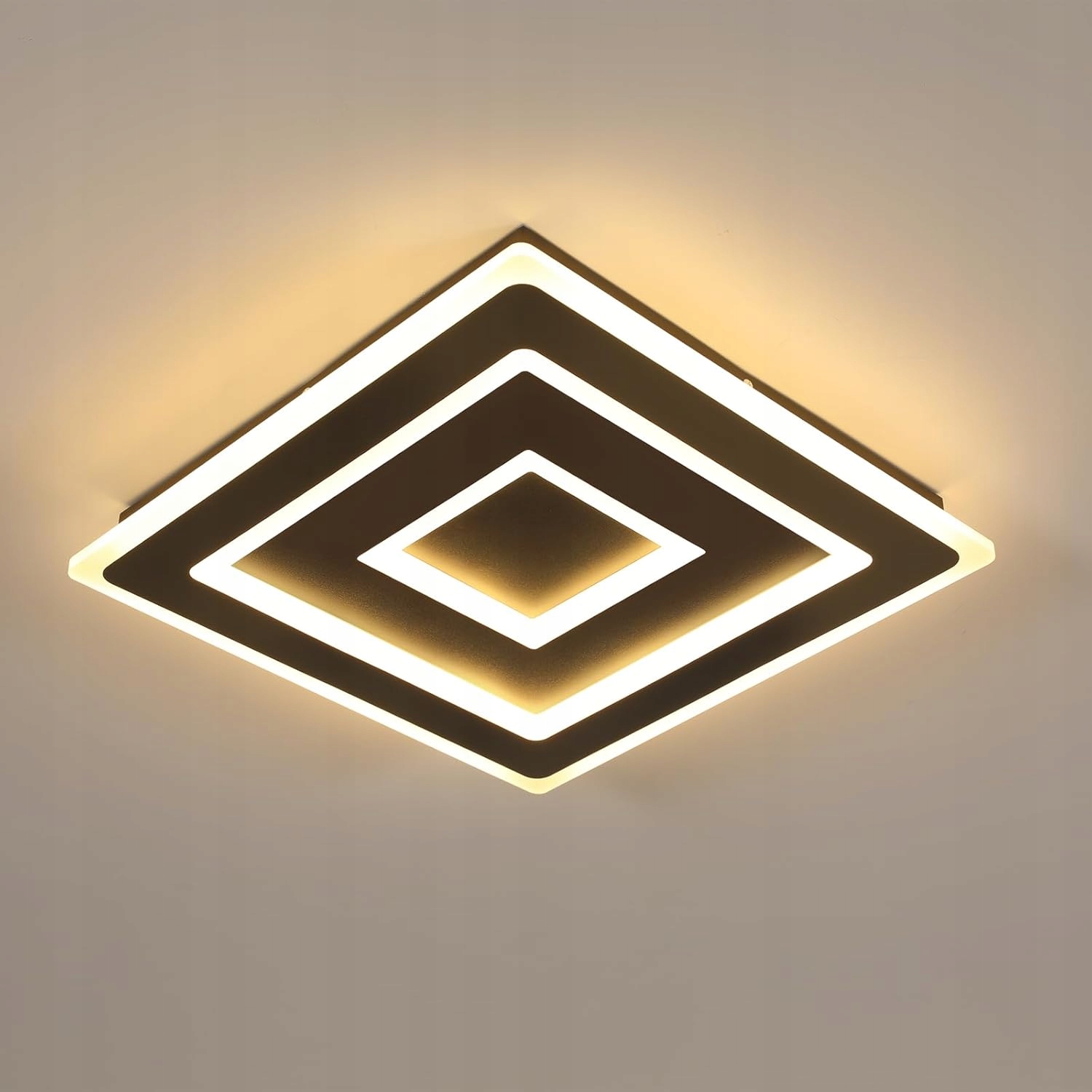 Lampa Sufitowa Plafon Led Czarna Nowoczesna Salonu Kwadrat 3000K 52W 40CM