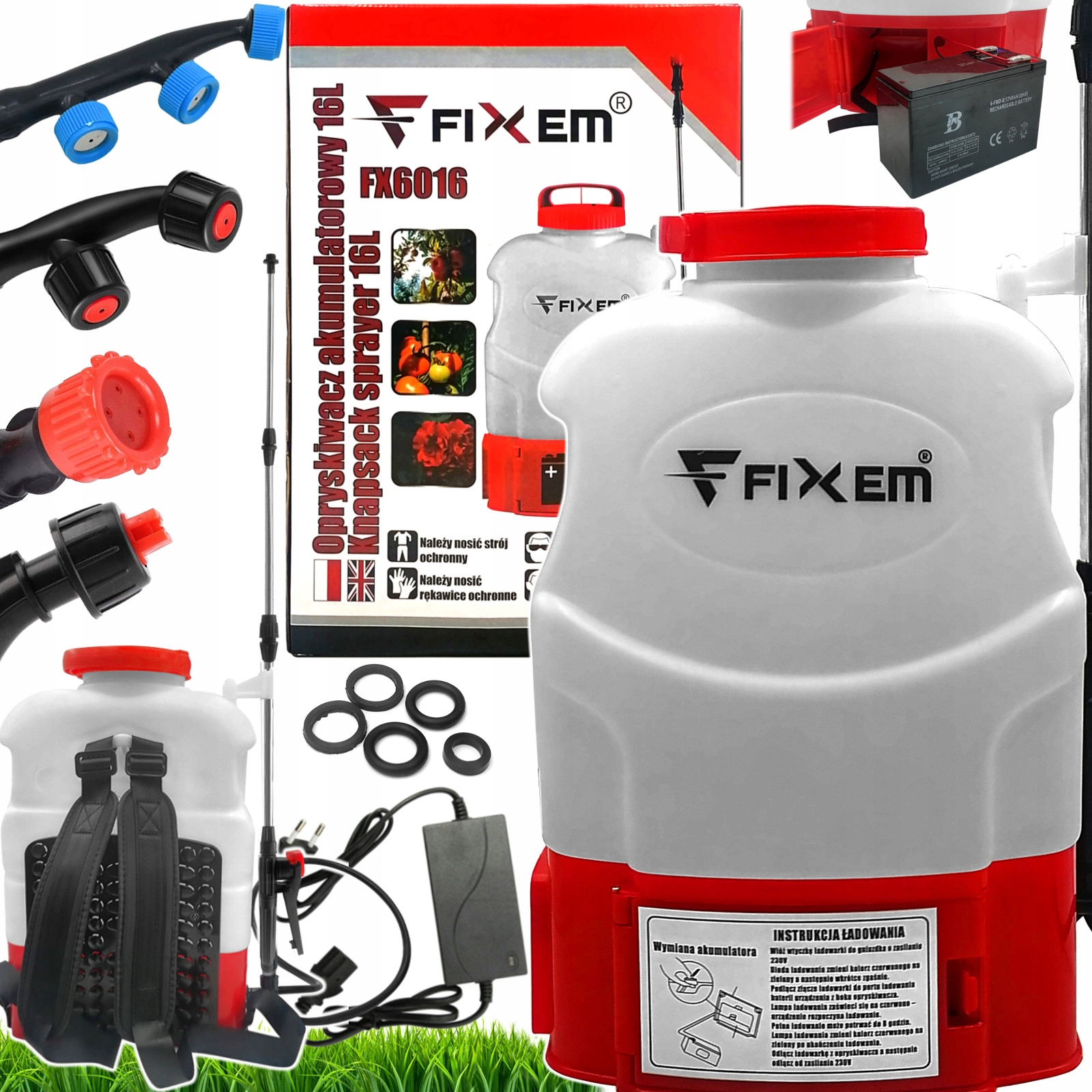 Ogrodniczy Opryskiwacz 16L Elektryczny Akumulatorowy Rozpylacz Plecakowy
