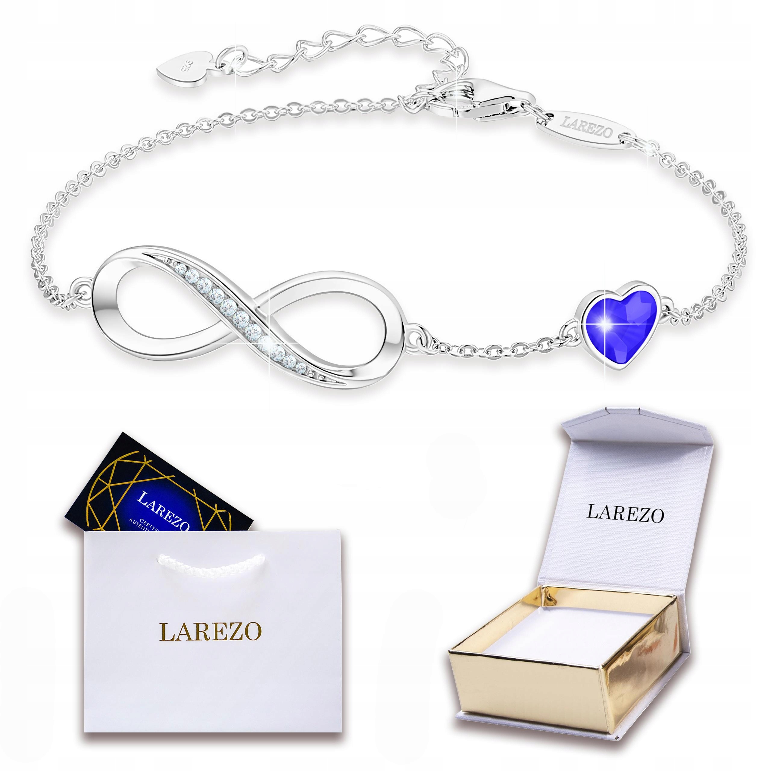 Stříbrný náramek Nekonečno Safírové Srdíčko Zirkon Stříbro 925