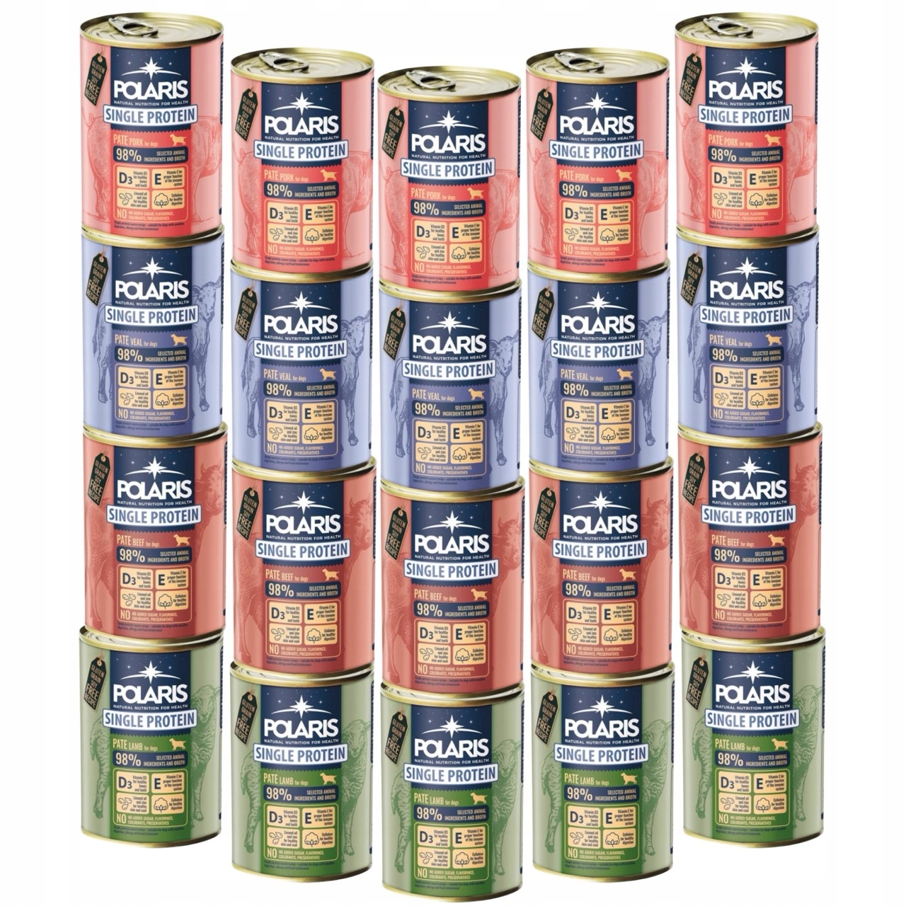 Polaris Vlhké Krmivo Pro Psy Sada XXL 20X400G Paštika MIX 4 Příchutí Plechovka