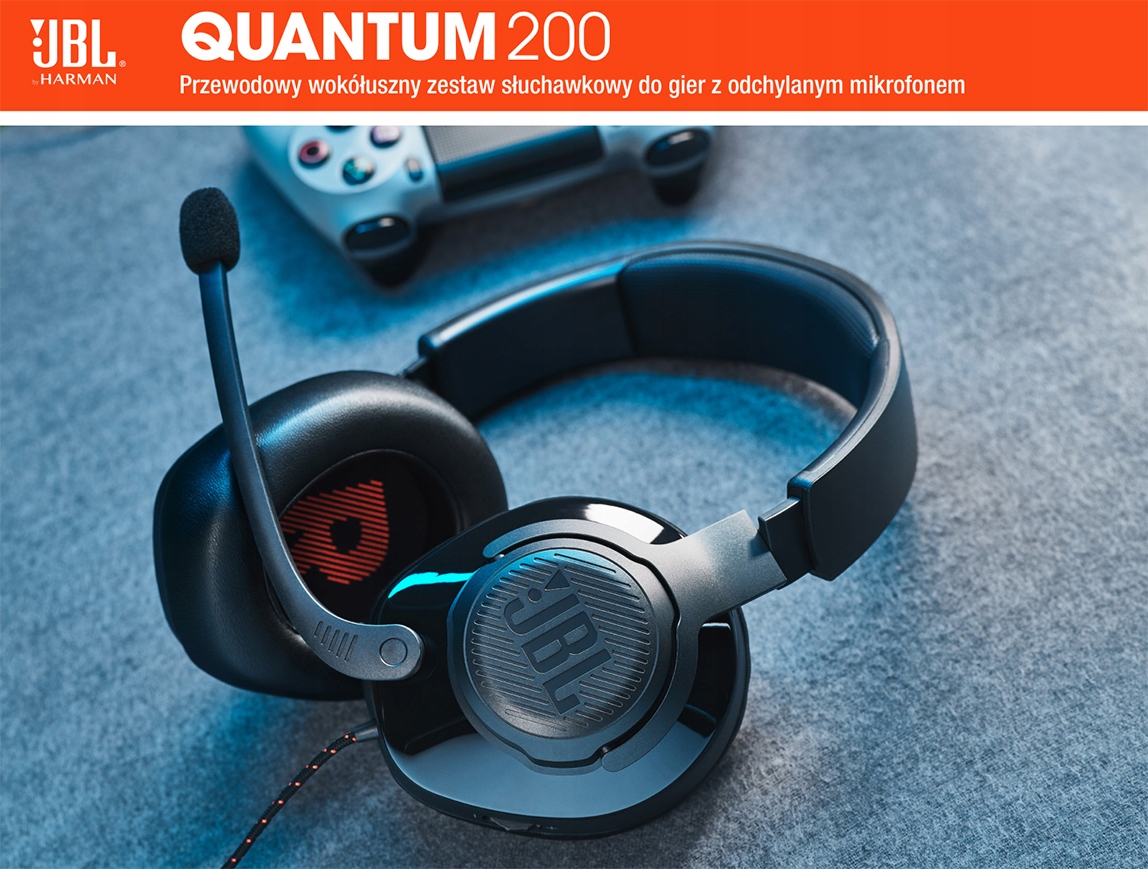 JBL QUANTUM 200 SŁUCHAWKI Z MIKROFONEM PRZEWODOWE Kolor dominujący czarny