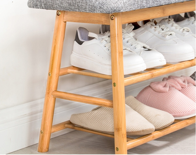 ŁAWKA REGAŁ NA BUTY PÓŁKA SZAFKA BAMBUSOWA Z SIEDZISKIEM Marka bez marki