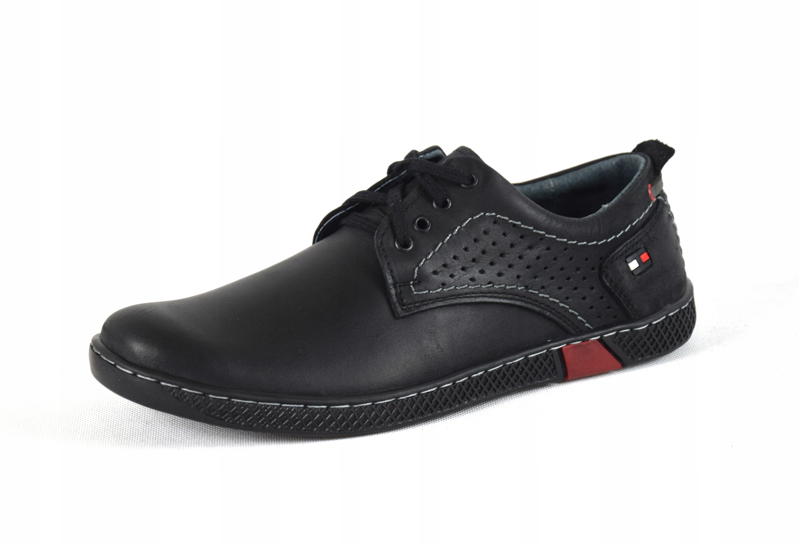 

Buty Męskie Skórzane Półbuty Casual Czarne 302