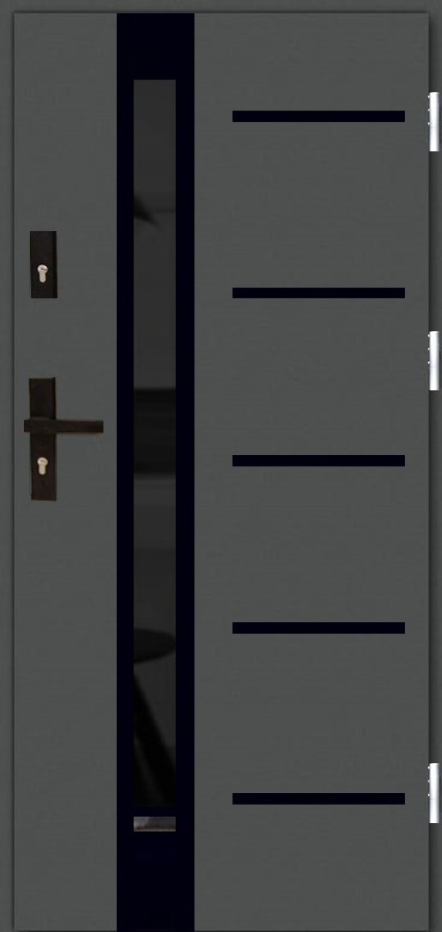 POLSKIE DRZWI ZEWNĘTRZNE INOX4ZD5 BLACK TERMO PLUS 72MM 90CM PIANA UD1,3