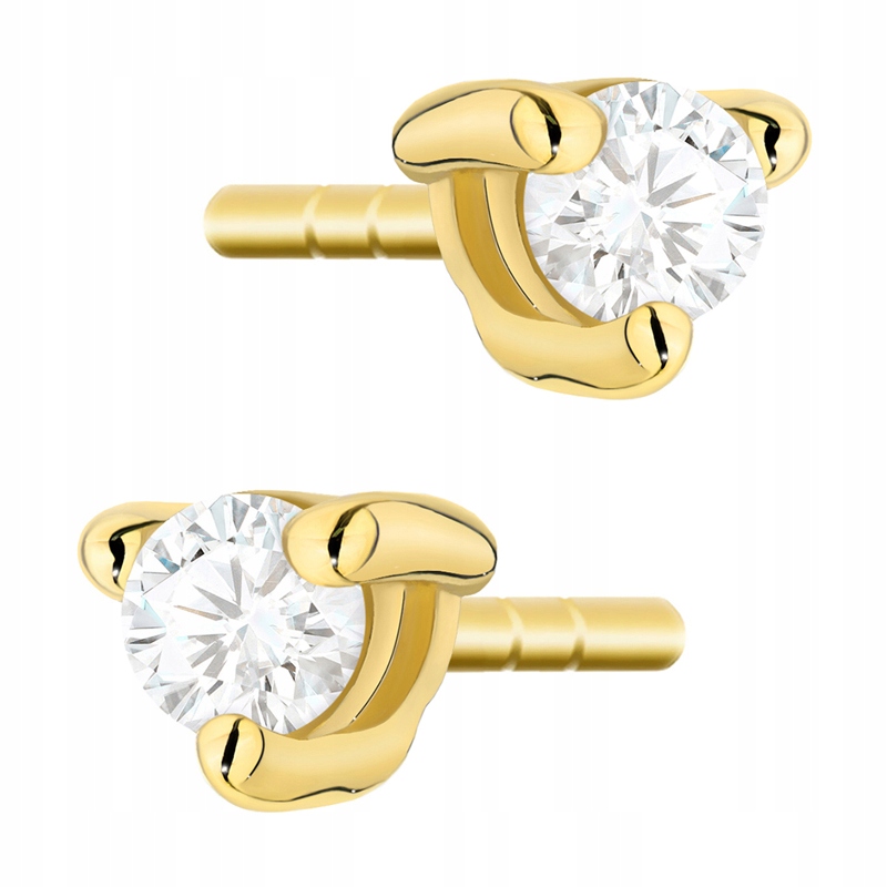 Zlaté Náušnice 585 s Brilianty 0,08 ct na tyčinku