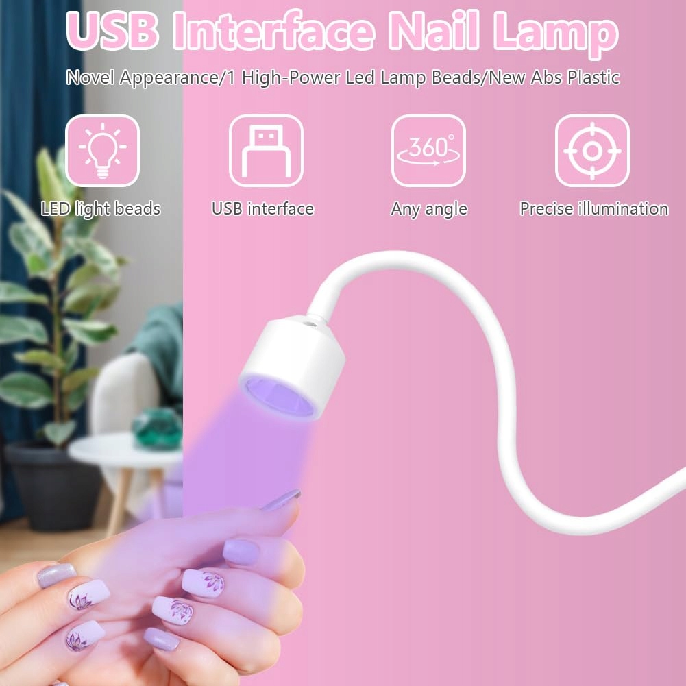 LOPHE Lampa UV Do Paznokci Żelowych Elastyczna Mini Lampa LED USB Biała — miniatura 5