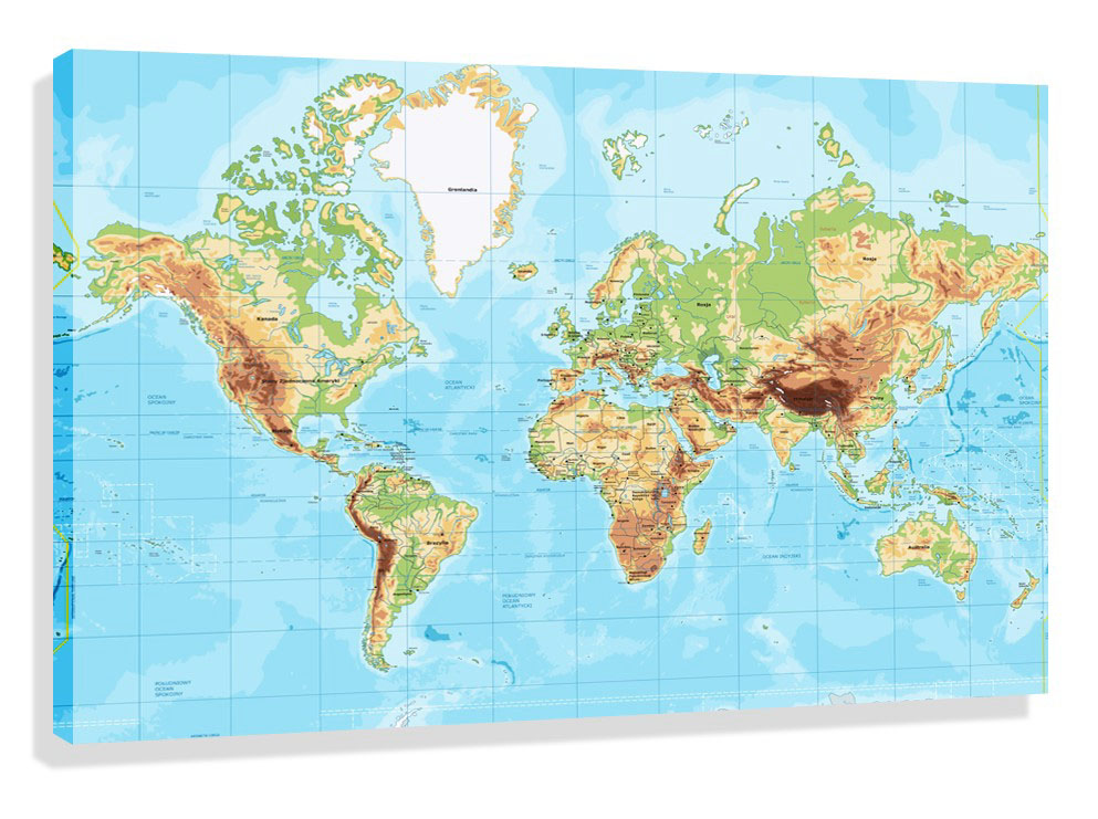 

Obraz Mapa Świata 150x100 Polskie Nazwy Po Polsku