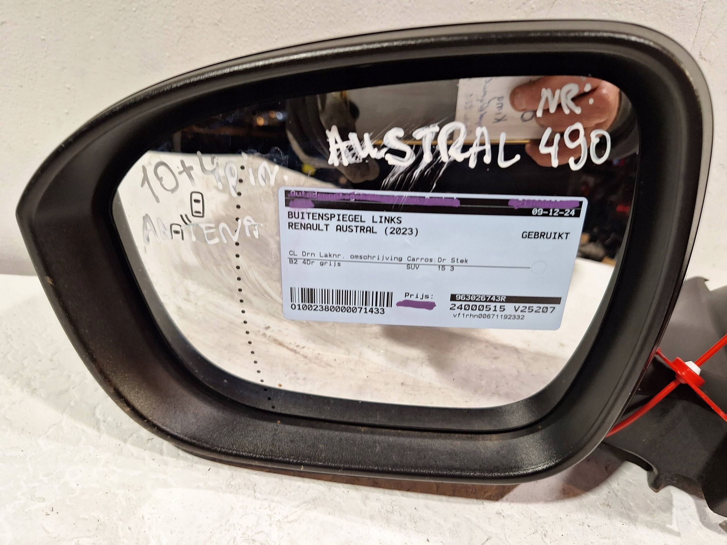 mirror exterior left 14 PIN KAMERA RENAULT AUSTRAL 22