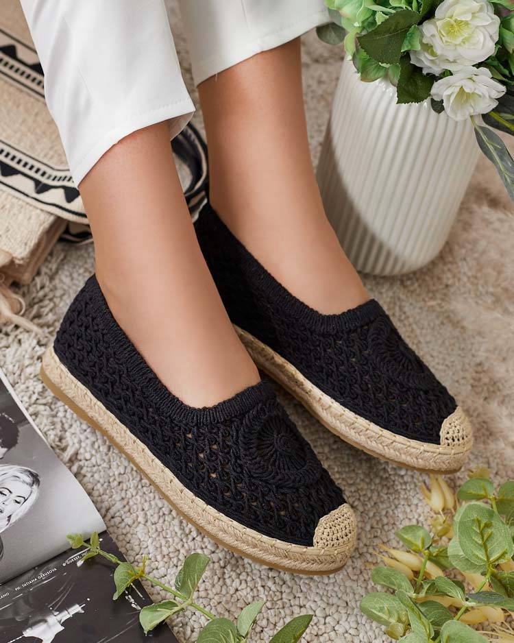 CZARNE AŻUROWE ESPADRYLE DAMSKIE EVELLAM 39 Oryginalne opakowanie producenta pudełko