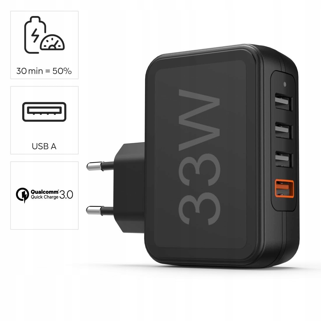 HAMA Ładowarka USB 4-Porty 33W Szybkie Ładowanie Qualcomm Quick Charge 3.0 — miniatura 4