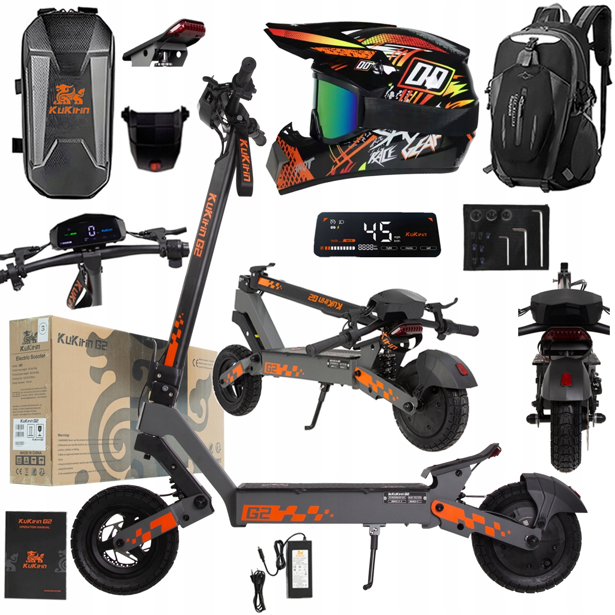 Kukirin G2 2026 Nové skládací elektrické vozidlo 1200W 45KM/H 15Ah 48V 10"